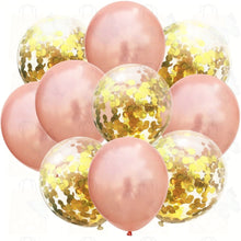 Load image into Gallery viewer, 10pcs/lot Mix Rose Gold Confetti Balloons Birthday Party Decorations
