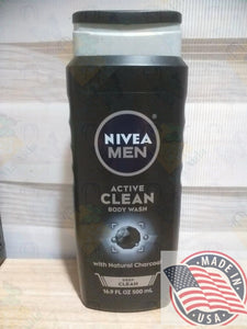 Nivea men Active Clean Body wash w/natural Charcoal deep clean (500ml) U.S.A