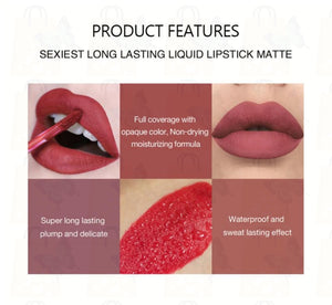 Fashion 12 Colors Waterproof Matte Nude Lipstick Lip Pigment