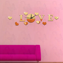 Load image into Gallery viewer, LOVE Stereo Clock Quartz Wall Clocks Fashion Watches 3D Real Big Wall Clock Mirror
