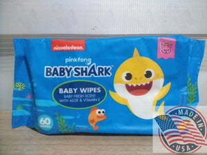 Nickelodeon Baby Shark Baby wipes fresh scent w/ Aloe & vit. E 60 wipes