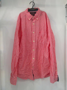 Red checkered long sleeve polo