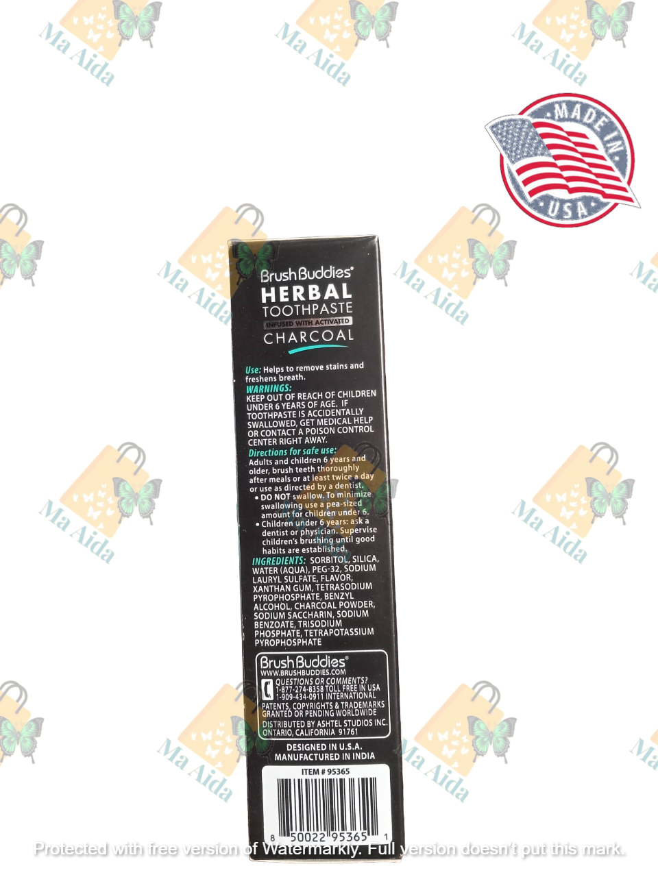 Brush Buddies Herbal Toothpaste, Infused with Activated Charcoal, Cool Mint, 3.5 oz (99g)