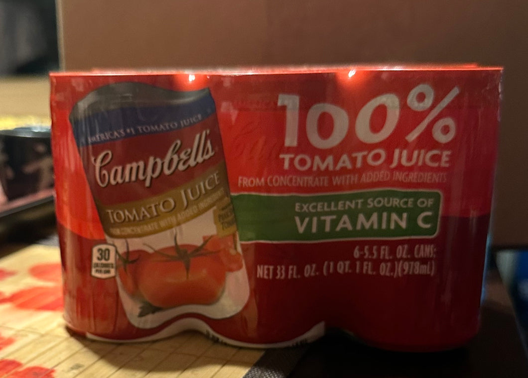 Campbell 100% Tomato Juice Non-GMO 6 (5.5 fl oz)