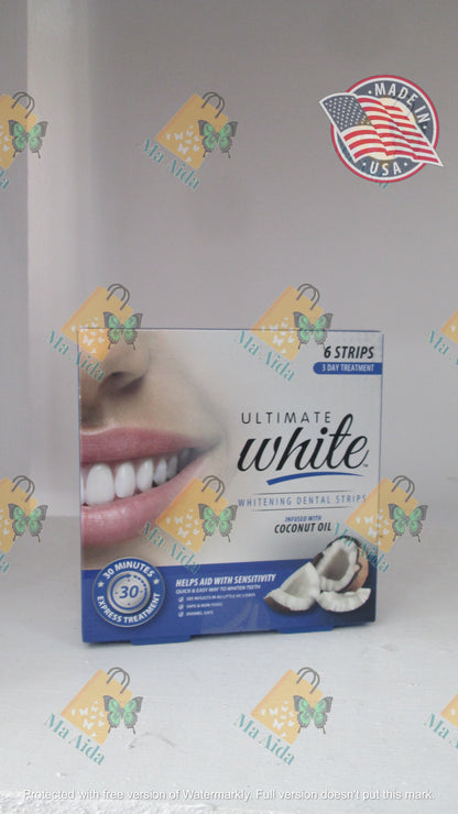 Ultimate White Whitening Dental Strips Infused With Coconut Oil 6 Strips