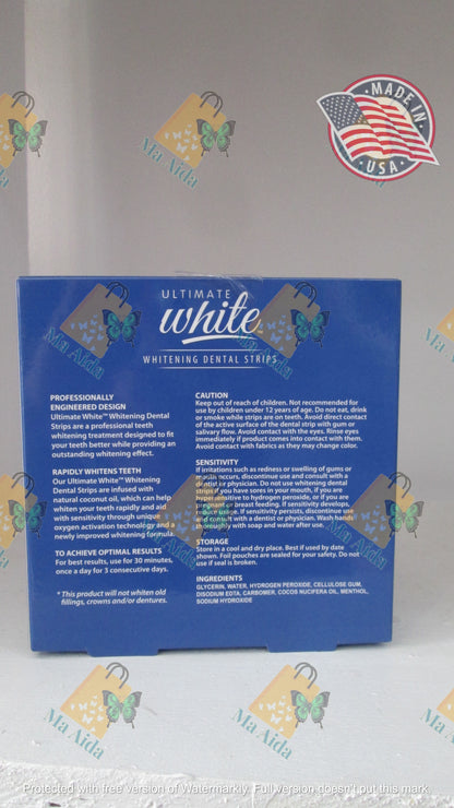 Ultimate White Whitening Dental Strips Infused With Coconut Oil 6 Strips