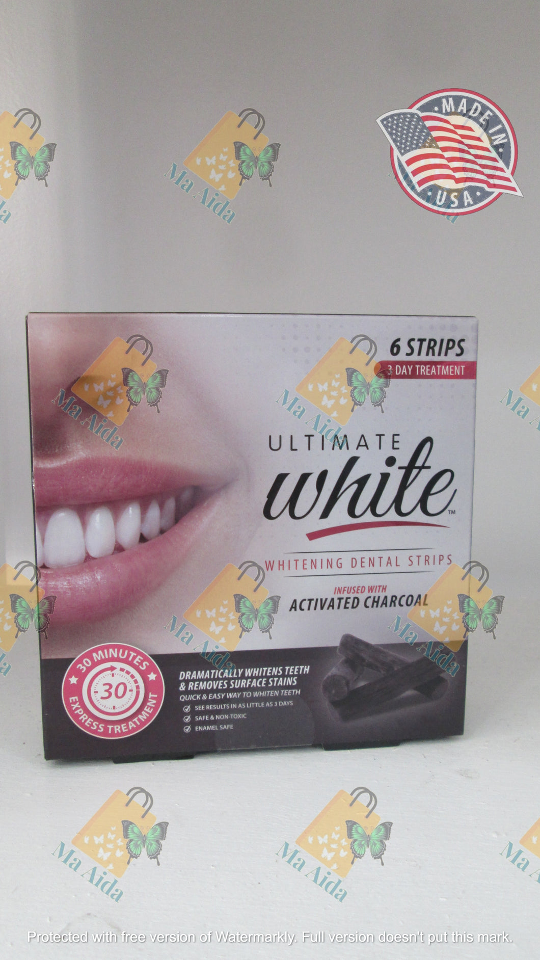 Ultimate White Whitening Dental Strips infused w/activated charcoal 6 strips