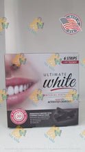 Load image into Gallery viewer, Ultimate White Whitening Dental Strips infused w/activated charcoal 6 strips
