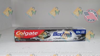 Colgate MaxFresh With Whitening Charcoal Mint 10x Longer Lasting Cool 1.9oz (53.8g)