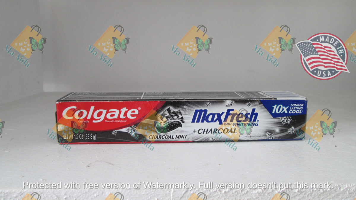 Colgate MaxFresh With Whitening Charcoal Mint 10x Longer Lasting Cool 1.9oz (53.8g)