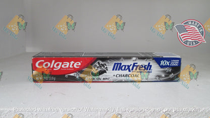 Colgate MaxFresh With Whitening Charcoal Mint 10x Longer Lasting Cool 1.9oz (53.8g)