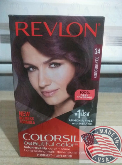 Revlon Permanent hair color, #34 Deep Burgundy amonia free with Keratin