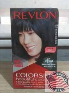 Revlon Permanent Hair color #12 Natural Blue Black ammonia free with Keratin