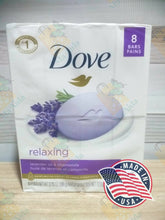 Load image into Gallery viewer, DOVE Relaxing Lavander oil &amp; chamomile 8 Bar soap 3.75 oz(850g)
