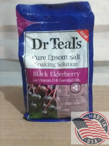 Dr. Teals Pure Epsom Salt soaking solution Black Elderberry w/vit.D & Essential oils 1.36kg