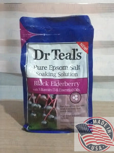 Dr. Teals Pure Epsom Salt soaking solution Black Elderberry w/vit.D & Essential oils 1.36kg