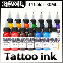 Load image into Gallery viewer, KEWER 30ML Bottle 14 Colors Profession Tattoo Ink Pigments
