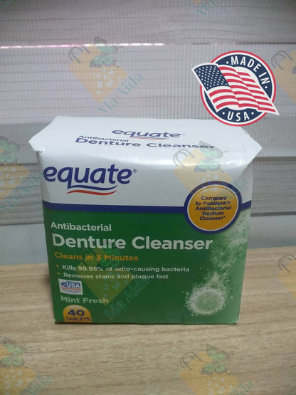 EQUATE Denture Cleanser Antibacterial mint fresh 40 tablets