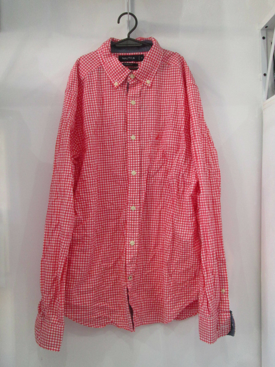 Red checkered long sleeve polo