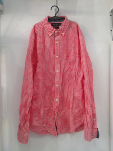 Red checkered long sleeve polo