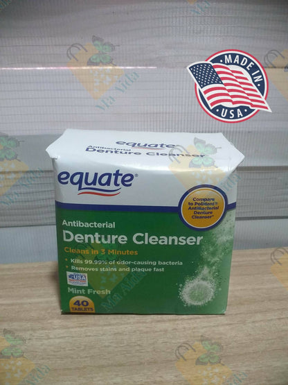 EQUATE Denture Cleanser Antibacterial mint fresh 40 tablets