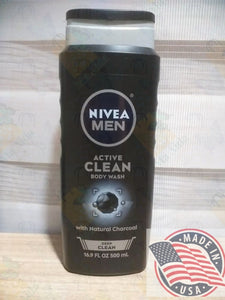 Nivea men Active Clean Body wash w/natural Charcoal deep clean (500ml) U.S.A