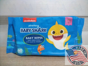 Nickelodeon Baby Shark Baby wipes fresh scent w/ Aloe & vit. E 60 wipes