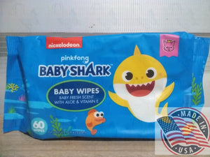 Nickelodeon Baby Shark Baby wipes fresh scent w/ Aloe & vit. E 60 wipes