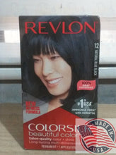 Load image into Gallery viewer, Revlon Permanent Hair color #12 Natural Blue Black ammonia free with Keratin
