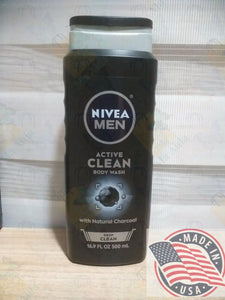 Nivea men Active Clean Body wash w/natural Charcoal deep clean (500ml) U.S.A