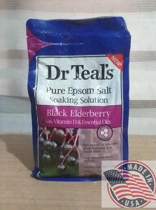 Dr. Teals Pure Epsom Salt soaking solution Black Elderberry w/vit.D & Essential oils 1.36kg