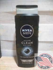 Nivea men Active Clean Body wash w/natural Charcoal deep clean (500ml) U.S.A