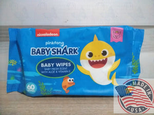 Nickelodeon Baby Shark Baby wipes fresh scent w/ Aloe & vit. E 60 wipes