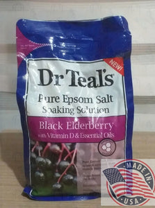 Dr. Teals Pure Epsom Salt soaking solution Black Elderberry w/vit.D & Essential oils 1.36kg